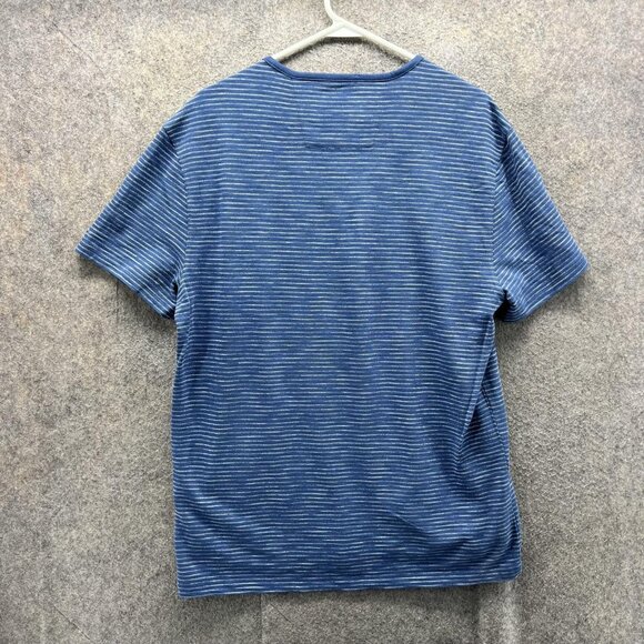 John Varvatos Shirt Mens Large Blue Stripe Crewneck Soft Knit Casual Tee - Picture 2 of 10